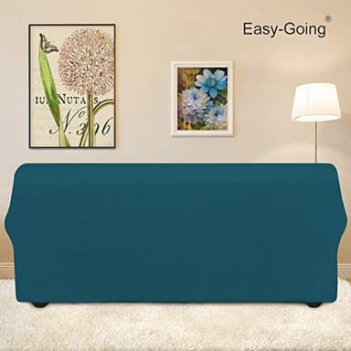 Easy-Going Stretch Oversized Sofa Slipcover 1-Piece Sofa Cover Furniture Protector Couch Soft with Elastic Bottom for Kids, Polyester Spandex Jacquard Fabric Small Checks Peacock Blue - Image 4