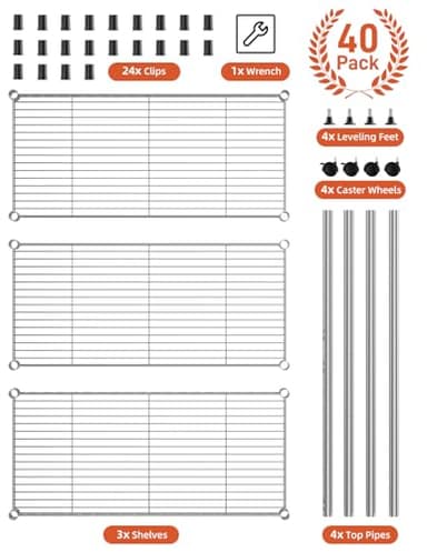 Simple Deluxe 3-Tier Storage Shelves, 750 Lbs Loading Capacity, 24.02" W x 13.78" D x 29.92" H Shelving Unit for Garage, Pantry and Kitchen, Chrome - Image 8