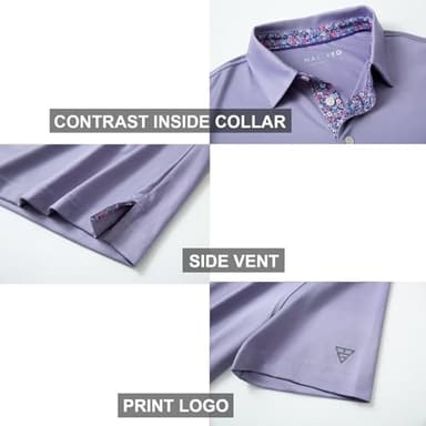 M MAELREG Golf Polo Shirts for Men Short Sleeve Performance Moisture Wicking Quick Dry Casual Collared Men’s Polo Shirts Lavender - Image 4
