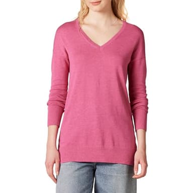 Amazon Essentials Women's Lightweight Long-Sleeve V-Neck Tunic Sweater (Available in Plus Size), Pink Heather, XX-Large - Image 1