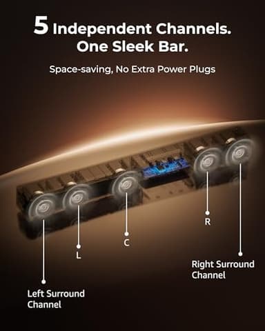 ULTIMEA 5.1CH Surround Sound Bar with Subwoofer, Dolby Atmos, VoiceMX, BassMX, APP, 300W Soundbar for Smart TV, Home Theater Surround Sound System for TV, BT 5.4, Poseidon M60 (2025 Model) - Image 2