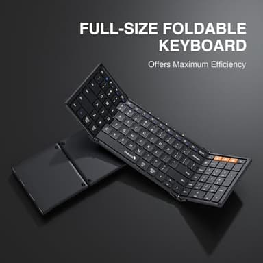 ProtoArc Foldable Bluetooth Keyboard, XK01 Folding Wireless Portable Keyboard with Numeric Keypad, Full-Size Travel Keyboards for iPad Tablet Smartphone Laptop PC Windows iOS Android, Black - Image 8