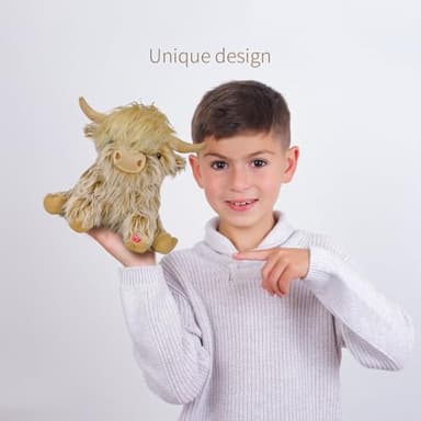 Tonpect Highland Cow Stuffed Animal with Mooing Sound, 9 inch Ginger Colored, Farm Cow Toy for Boys Girls Gift Decoration - Image 3