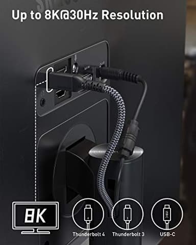 Maxonar [2 Pack 3.3FT] Thunderbolt 4 Cable with 40Gbps Sync, 240W Charging, 8K/5K@60Hz Display for MacBook, SSD, iPhone 16/15, Docking, eGPU, Monitor - Image 2