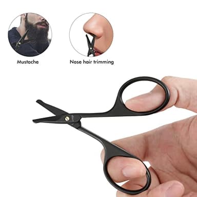 LIVINGO 3.75" Premium Nose Hair Scissors, Curved Safety Blades with Rounded Tip for Trimming Small Details Facial Hair, Ear Hair, Eyebrow (Black) - Image 7