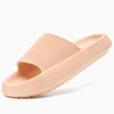 rosyclo Pillow Slipers for and Man, EVA Flat Clouds Massage Shower Bedroom Non Slip Quick Drying Open Toe Super Soft Comfy Thick Sole Puffy Bath sliders Sandalias, Peach - Image 7
