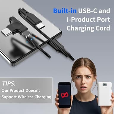 Portable Charger with Built-in Cables - 0.3" Slim, 5000mAh Power Bank with USB-C Cord Wires, 20W PD Fast Charging Battery Pack, Charge Card Phone Charger for iPhone 14 13 12, Samsung Pixel LG (Grey) - Image 4