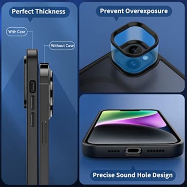 CACOE Magnetic Case for iPhone 13 & iPhone 14 6.1 inch-Compatible with MagSafe & Magnetic Car Phone Mount,Anti-Fingerprint TPU Thin Phone Cases Cover Protective Shockproof (Matte Black) - Image 6