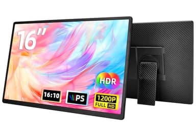 AOKER 16" Portable Monitor for Laptop - 1200P FHD Laptop Screen Extender HDMI USB C Travel External Display with Stand Gaming Monitor for PC MAC Switch Phone Computer Xbox PS4/5 - Image 1