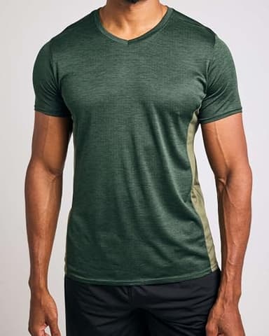 Real Essentials 5 Pack: Men’s V-Neck Dry-Fit Moisture Wicking Active Athletic Tech Performance T-Shirt Set 11, L, Pack of 5 - Image 4