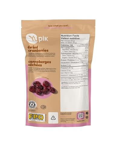 Yupik Dried Cranberries, 8 Oz, Gluten-Free, Kosher, Dried Fruits, Whole Cranberries, Lightly Sweetened, Healthy Snacks - Image 2