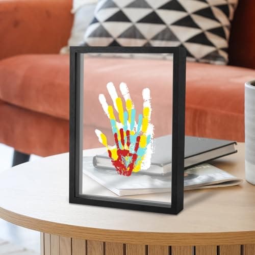 Himake Family Handprint Kit: DIY Art and Craft Keepsake Frame with Non-Toxic Paints, Perfect for New Parents, Grandparents, and Family Special Gifts, Black - Image 1