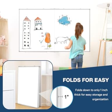 WALGLASS Large White Board Dry Erase Board, 72" x 40" Double-Sided Foldable Dry Erase Board for Wall, Magnetic Whiteboard for Office, Home, School, Kitchen - Image 6