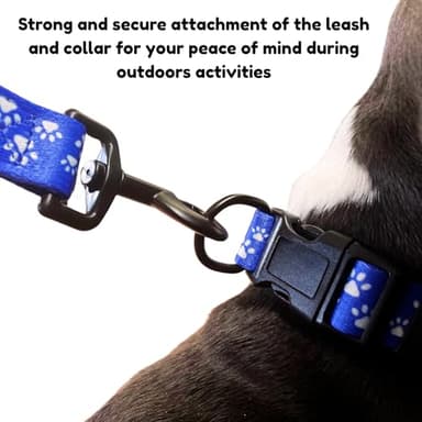 BOLDPET Dog Collar and Leash Set - Durable Polyester Material -Adjustable Collar-Safe Metal Buckle-Cute Pawprints Design Dog Leash and Collar Set for Small, Medium and Large Dogs - Image 6