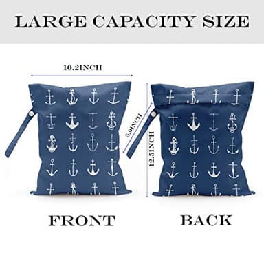 2 Pcs Wet Bag, Wet Dry Bag, Wet Bag for Swimsuit, Travel, Beach, Pool, Stroller, Diapers, Dirty Yoga Gym Clothes, Toiletries, Makeup Bag, Beach Bag Ocean Starfish Anchor Décor Birthday Gift for Women. - Image 3