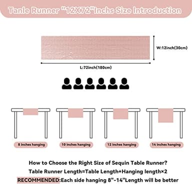 Sugargirl 10 Packs 12 x 72 inches Sequin Table Runner, Glitter Rose Gold Table Runner for Birthday Party Supplies Wedding Holiday Celebration Event Decorations - Image 3