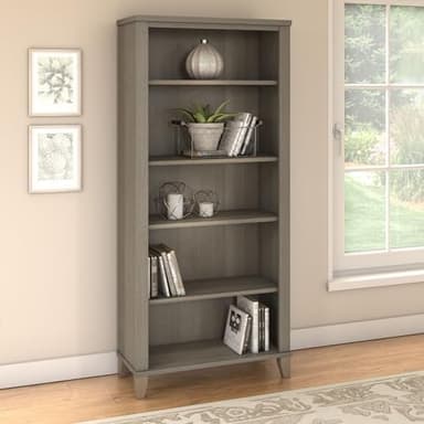 Bush Furniture Somerset 5 Shelf Bookcase in Ash Gray, Tall Bookshelf, Large Book Shelf for Living Room, Home Office, or Entryway - Image 2