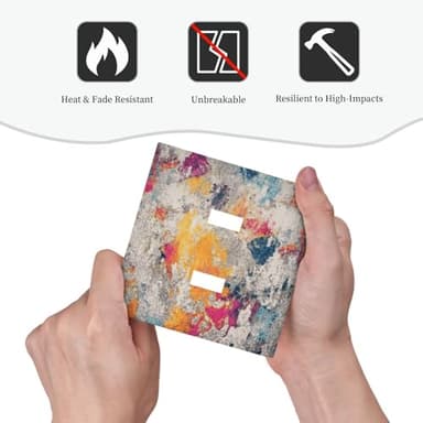 Xuejiaku Light Switch Cover Modern Abstract Colorful 2 Gang Wall Plate Double Light Switch Plate Toggle Decorative Outlet Covers Electrical Switchplate for Bathroom Bedroom Home Decor - Image 6
