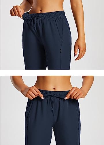 baleaf Women's 15" Long Hiking Capri Below The Knee Quick Dry Cargo Shorts UPF 50 Lightweight Zip Pocket Elastic Waist Dark Blue 2XL - Image 4