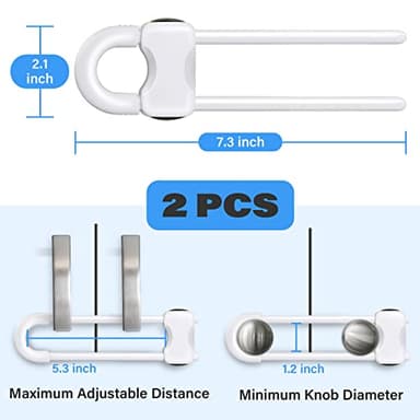 Baby Proofing Cabinets,Cabinet Locks for Babies,U-Shaped Child Locks for Cabinets, Child Proof Cabinet Latches,Child Safety Cabinet Locks with Adjustable by SPISPI (Pack of 2) - Image 2