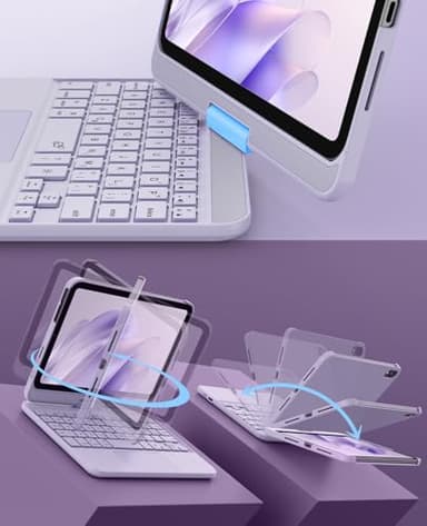 GreenLaw Keyboard Case for iPad mini 7(2024) & Mini 6 (2021) 8.3", Smart Touchpad, 7 Color Backlit, Type-C Rechargeable, 360° Rotate Keyboard Case for iPad mini 7th/6th Generation, Purple - Image 6
