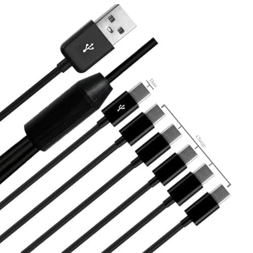 LOKEKE USB A 2.0 to C Splitter Charging Cable, 6-in-1 USB Type C Charger Power Sync Date Cable Cord for Smartphone Pad(0.5M/1.6FT) - Image 1