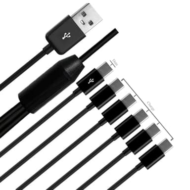 LOKEKE USB A 2.0 to C Splitter Charging Cable, 6-in-1 USB Type C Charger Power Sync Date Cable Cord for Smartphone Pad(0.5M/1.6FT) - Image 1