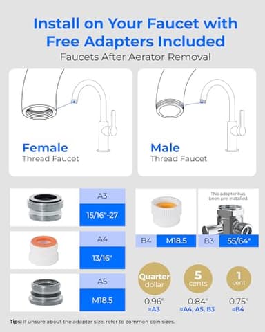 [Silver ions] Waterdrop Dual-Stage Countertop Water Filter System, Reduce Chlorine, PFOA/PFOS, Bad Taste & Odor, Silver Ions Enhanced Filtration, Stainless Steel, WD-CTF-09(2 Filter) - Image 9