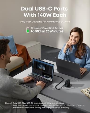 Anker Laptop Charger, 140W MAX USB C Charger, 4-Port Multi-Device Fast Charging, Advanced GaN Power Adapter, Intuitive Touch Controls, for MacBook, iPhone 17/16 Series, Samsung Galaxy, Pixel, and More - Image 3