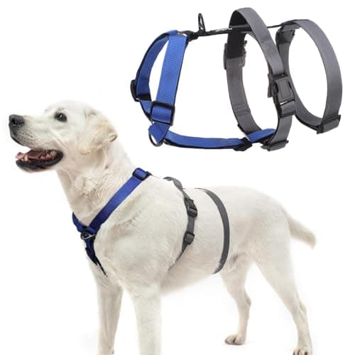 PUPTECK Escape Proof Dog Harness - No Pull Soft Padded Full Body Pet Halter Harness with Lift Handle for Small Medium Large Doggies Walking Hiking Hunting, Navy Blue & Grey, XL - Image 1