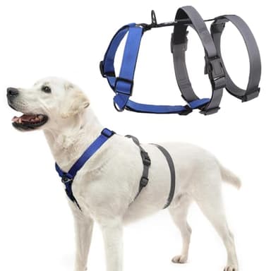 PUPTECK Escape Proof Dog Harness - No Pull Soft Padded Full Body Pet Halter Harness with Lift Handle for Small Medium Large Doggies Walking Hiking Hunting, Navy Blue & Grey, XL - Image 1