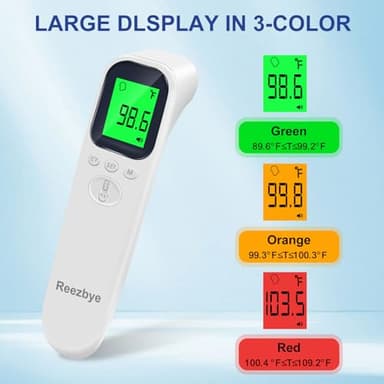 Reezbye Contactless Thermometer - Digital Forehead Thermometer for Baby, Kids and Adults,3 Color Fever Alarm, 2 in 1 Forehead & Object Mode - Image 2