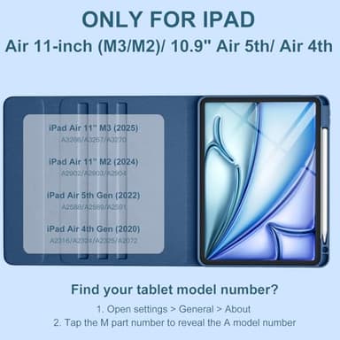 Harvopu Compatible with iPad Air 11-inch/Air 5th 4th Generation Case with Keyboard - Backlit Detachable, Folio Cover with Pencil Holder for iPad Air 11 Inch M3/M2, Air 5/ Air 4 (Abyss Blue) - Image 2