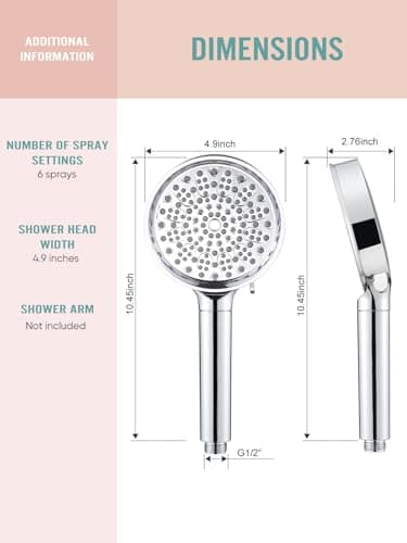 Cobbe Filtered Shower Head with Handheld, High Pressure 6 Spray Mode Showerhead with Filters, Water Softener Filters Beads for Hard Water - Remove Chlorine - Reduces Dry Itchy Skin, Chrome - Image 9