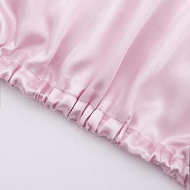 Queen Silk Satin Fitted Sheet, Soft Deep Pocket Single Bottom Bed Sheets Sold Separately, Wrinkle Free, Non- Fading, Breathable, Fully Elasticized(Queen Size, Pink) - Image 6