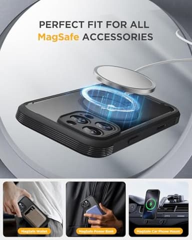 Miracase Magnetic for iPhone 16 Pro Case Full-Body Phone with Built-in Glass Screen Protector, [Compatible with MagSafe] Military Drop Proof 16 Pro Cover Bumper 6.3 inch, Black - Image 6