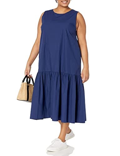 The Drop Women's Ilana Loose Sleeveless Wide-Hem Poplin Maxi Dress, Navy, 2X, Plus Size - Image 6
