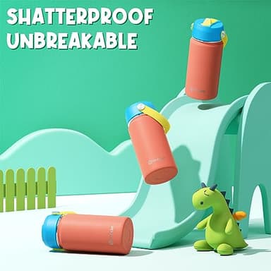 Fimibuke Kids Insulated Water Bottle, 14oz BPA FREE Double Wall Vacuum Tumbler 18/8 Stainless Steel Leak Proof Kids Cups with Straw Metal Water Bottle for School Boys Girls (2 Pack, Ocean Life) - Image 5