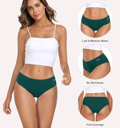 coskefy Womens Panties Soft Breathable Cotton Briefs Underwear Comfortable Low Rise Hipster Underpants 6 Pack - Image 2