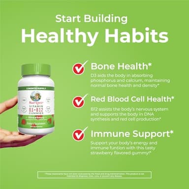 MaryRuth Organics Vegan Vitamin D3 + Vitamin B12 Gummies | 2 Month Supply | Supports Bone Health | Immune Support Supplement | Energy Supplements | Methyl B12 Vegan Non-GMO Gluten Free | 60 Servings - Image 5