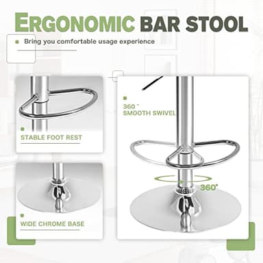 Furmax Bar Stools Modern Pu Leather Swivel Adjustable Hydraulic Bar Stool Square Counter Height Stool Set of 2 (White) - Image 4