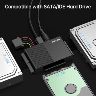 FIDECO USB 3.0 to SATA or IDE Adapter, Hard Drive Adapter Cable Universal for 2.5/3.5 inch SATA HDD/SSD & IDE HDD with 12V Power Adapter - Image 3