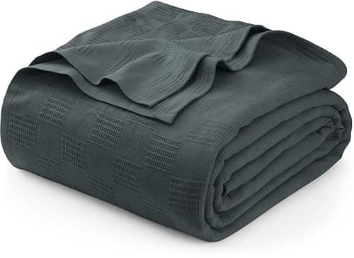 Utopia Bedding Smoke Gray 100% Cotton Blanket [Full Size - 90x84 Inch] 350GSM Lightweight, Soft and Breathable Thermal Blanket for All Seasons - Image 1