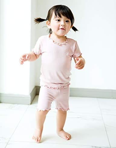 VAENAIT BABY Kids Infant Toddler Sleepwear Pajamas Pjs 4pcs Set Short Shirring Greypink+Lovefull XS - Image 2