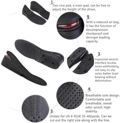Height Increase Insoles 4-Layer Air up Shoe Lifts Elevator Shoes Insole 2.95inches(7.5 cm) Heels Lift Inserts for Men and Women - Image 3