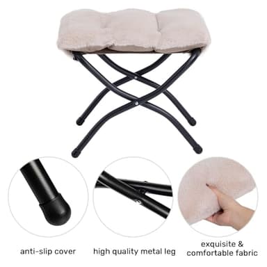 HollyHOME Lazy Chair with Foldable Ottoman, Accent Comfy Lounge Armchair and Folding Footrest Stool, Leisure Sofa Reading Chair and Footstool for Living Room, Bedroom, Dorm,Faux Fur Light Camele - Image 8