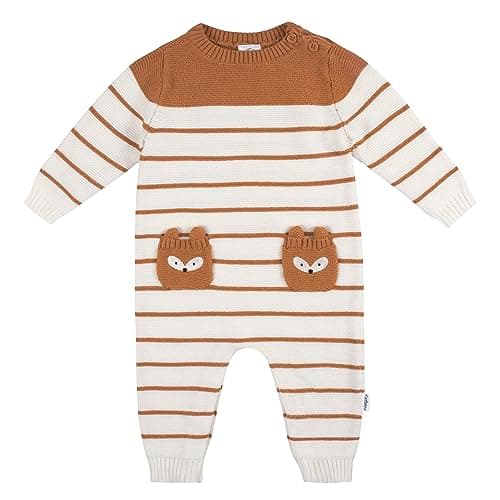 Gerber Baby Boys' Sweater Knit Romper Jumpsuit, Brown Fox, 18 Months - Image 1