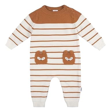 Gerber Baby Boys' Sweater Knit Romper Jumpsuit, Brown Fox, 18 Months - Image 1