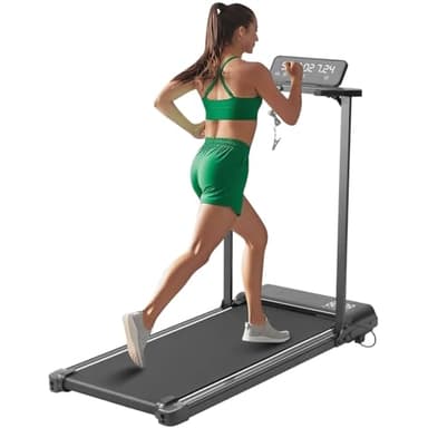 Compact Walking Pad with Handle Bar, Foldable Electric Treadmill with Handles and 3.5HP Powerful, Portable Small Walking Pads Treadmill for Home Small Spaces,400LBS Weight Capacity - Image 1