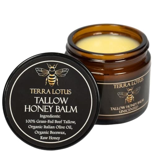 Terra Lotus - Organic Grass-Fed Beef Tallow Balm with Raw Honey - Moisturizing Cream for Soft, Smooth Skin - Handmade All-Natural Moisturizer (2 Oz, Unscented) - Image 1